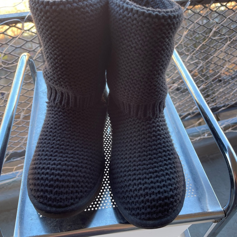UGG Black Knit Button Boots